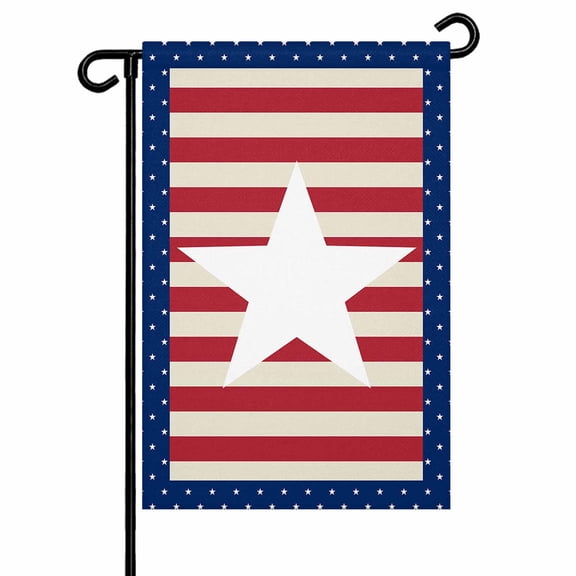 Patriotic American Star Pattern Garden Flags for Outside Red White Striped Double Sided Yard Flags Outdoor House Decoration, Small 12X18 Inch,