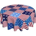 thumbnail image 1 of Patriotic American Stars Flag Tablecloth USA Independence Mermorial Day Round Tablecloths Circular Table Cloths Cover Washable Polyester Tabletop Runner for Kitchen Party Picnic Dining Decor 70 Inch, 1 of 6