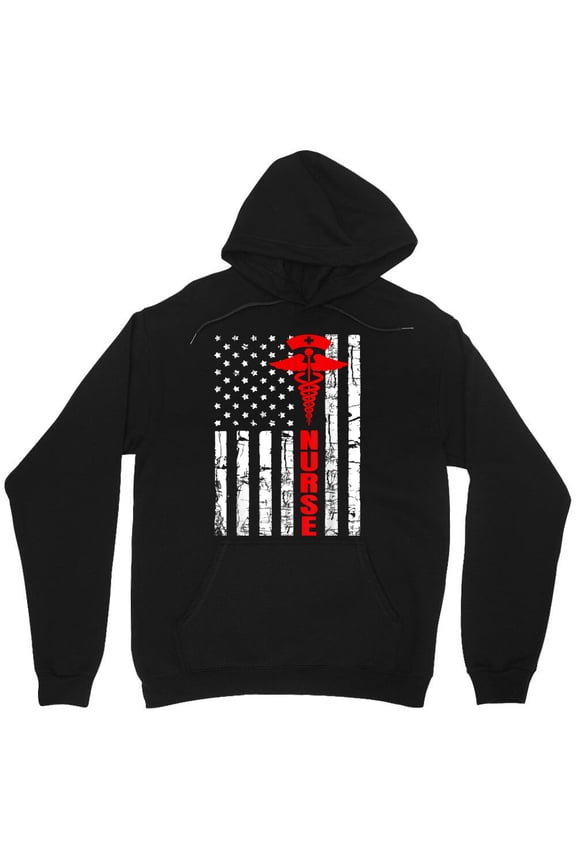 Patriotic American USA Flag Registered Nurse Graphic Gift Medical Professional - Stocking Stuffer M5261 Unisex Hoodie, Up to Size 5XL