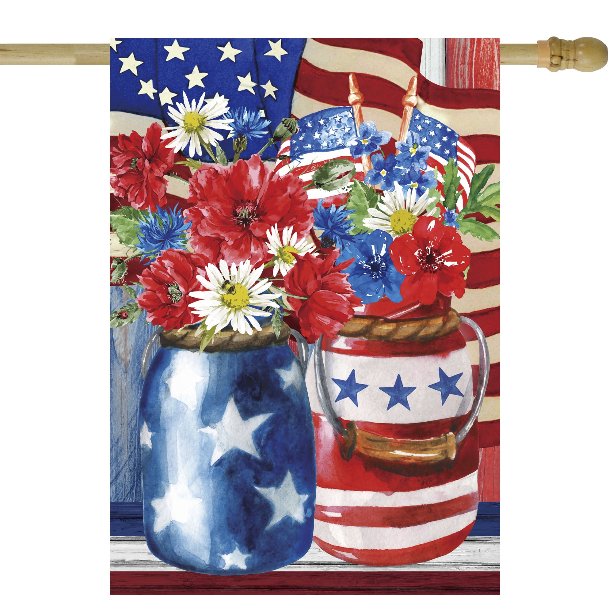 Patriotic Red White and Blue Polyester Outdoor House Flag