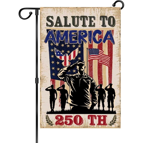 Patriotic Anniversary Garden Flag, 250 Years Veterans Day Outdoor Decor, Double-Sided 12 x 18 In Yard Decoration