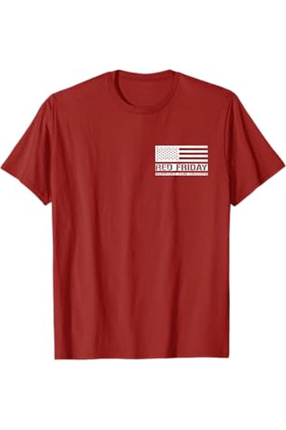 Patriotic Apparel Double Sided Print Military Veteran Support Troops T-Shirt Red
