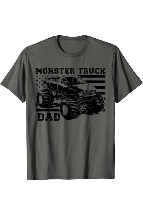 Patriotic Art Love Usa Proud American Flag Monster Truck Dad T-Shirt