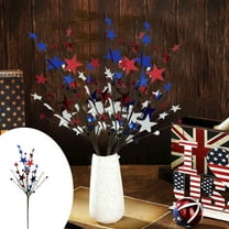 Patriotic Artificial Berry Stems – Red White Blue 4th of July Decorations, 17.7” Bendable Berry Picks for Fireplace, Front Door, or Holiday Centerpieces