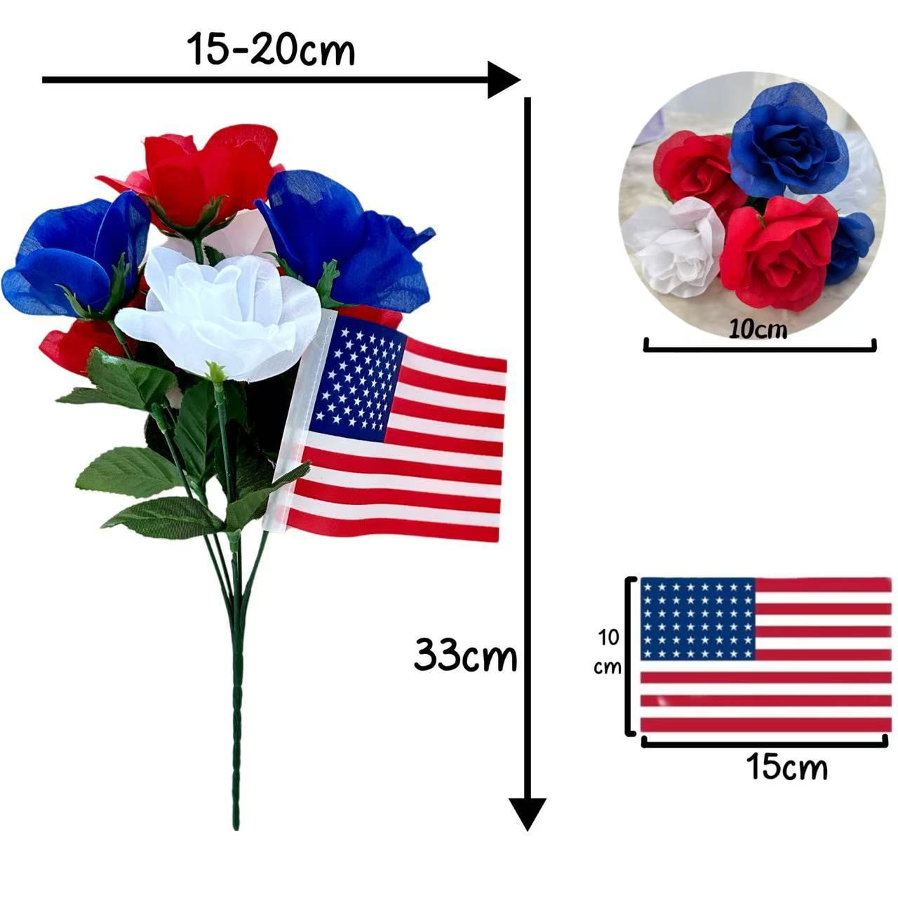 Patriotic Artificial Flower Bouquet with American Flag for Independence ...