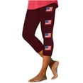 thumbnail image 1 of Patriotic Athletic Capris - American Flag Printed High-Rise Cropped Leggings | Slim Fit Stretchy Pants for Independence Day Workouts & Summer Activities, 1 of 4