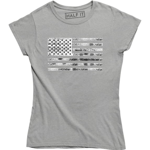 Patriotic Athletic Fit Distressed Grunge USA US Flag Womens T-Shirt