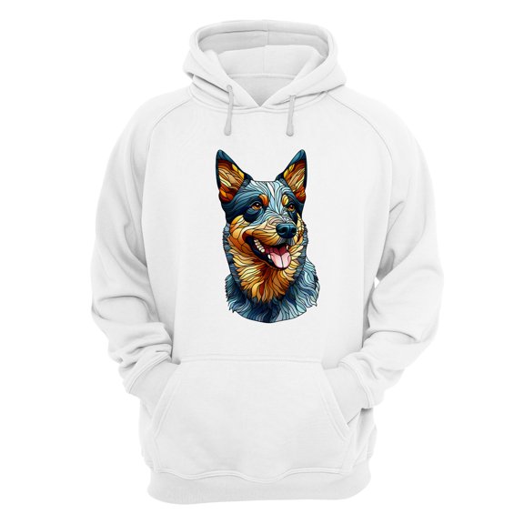 Patriotic Australian Cattle Dog Stained Glass Portrait American Flag Hoodie Unisex Merch Hoodies Heeler Lover Gifts - 01010