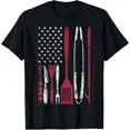 thumbnail image 1 of Patriotic BBQ Utensil Flag Pit Master Men Short Sleeve Graphic T-Shirt, 1 of 6