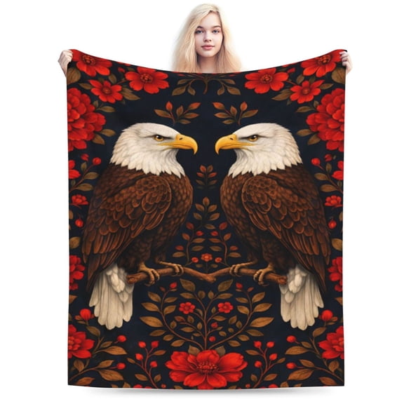 Patriotic Bald Eagle Blanket American Eagle Throw Blanket Soft Cozy Blanket for Couch Bed Fourth of July Gift 50x40