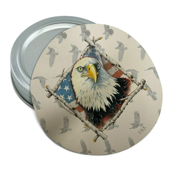 Patriotic Bald Eagle Diamond American USA Flag Round Rubber Non-Slip Jar Gripper Lid Opener