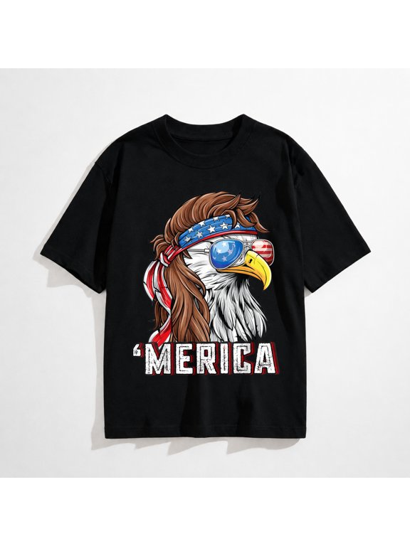 Patriotic Bald Eagle USA T-shirts Merica USA American Flag Patriotic 4th of July Bald Eagle T-Shirt