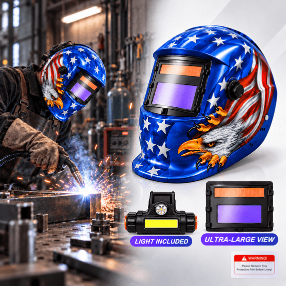 Wading Mask Patriotic Bald Eagle Ultra-Large View True Color Welding Helmet with ...