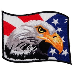 Patriotic Bald Eagle Waving Flag Iron-on Embroidered Patch