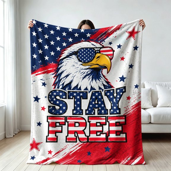 Patriotic Bald Eagle blanket for dad,Soft Flannel Throw Blanket,Festive Gifts,gift for Independence Day,Veterans Day,Fourth of July,birthday,Christmas,holiday,Anniversary,Home Decor Gifts,