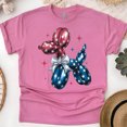 thumbnail image 1 of Patriotic Balloon Dog Shirt – Red Blue Star Puppy with White Bow Tee, Heliconia, Size 4XL, 1 of 6