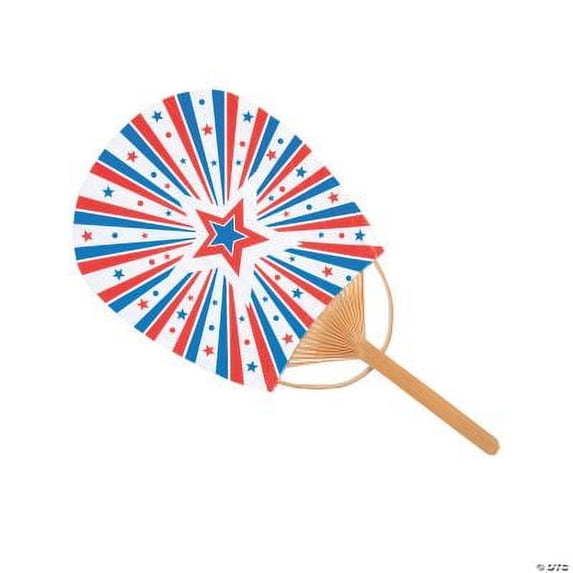 Patriotic Bamboo Hand Fans, Fourth of July, Party Supplies, 6 Pieces