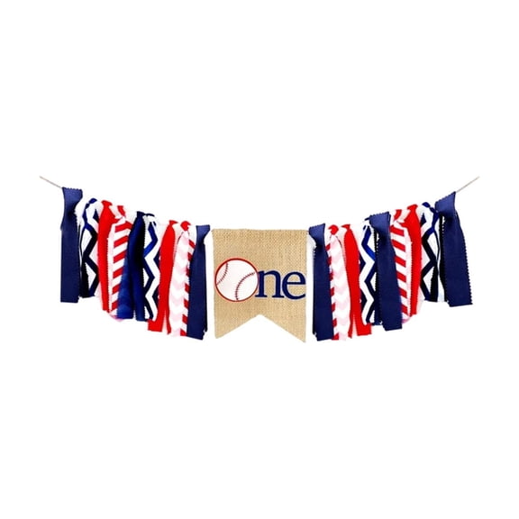 Patriotic Baseball 1st Birthday Bunting, Two Styles Burlap Banner for 4th of July Party, Youngster Youngster Smash Cake Decor
