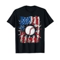 thumbnail image 1 of Patriotic Baseball 4th Of July Men USA American Flag Boys Girls T-Shirt Funny Cute, 1 of 4