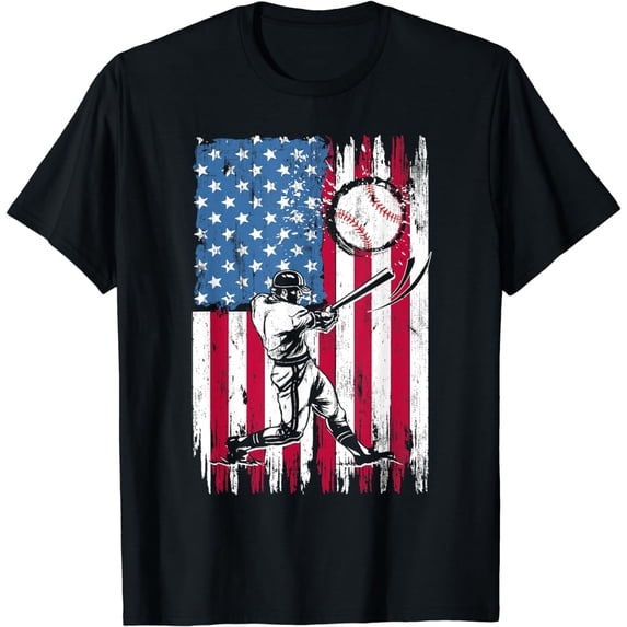 Patriotic Baseball 4th Of July Men USA American Flag Boys T-Shirt