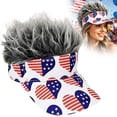 thumbnail image 1 of Patriotic Baseball Cap,American Flag Hats with Hair for Men and Women,Baseball Cap with Fake Spiked Hair Sun Protection,Adult Patriotic Hair Hat,4th of July Accessories,250th Anniversary Decoration, 1 of 9