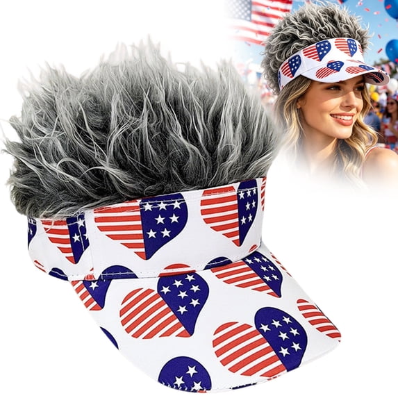 Patriotic Baseball Cap,American Flag Hats with Hair for Men and Women,Baseball Cap with Fake Spiked Hair Sun Protection,Adult Patriotic Hair Hat,4th of July Accessories,250th Anniversary Decoration