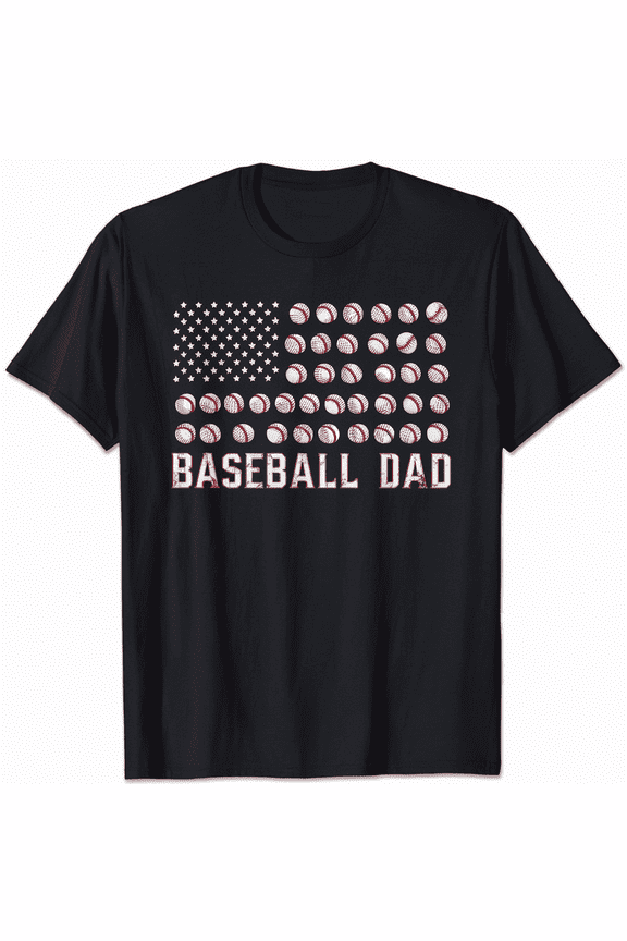 Patriotic Baseball Flag Dad Graphic Men Summer Short Sleeve T-Shirt