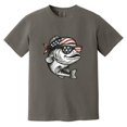 thumbnail image 1 of Patriotic Bass Fishing 4th Of July Funny Fish Meme Comfort Color T-Shirt, Unisex, up to size 4XL, 1 of 4