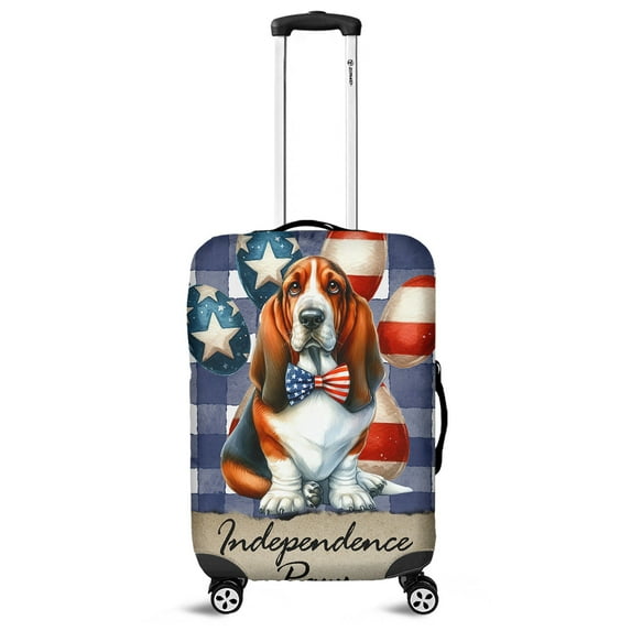 Patriotic Basset Hound 4th of July Independence Paws Travel Luggage Cover Bassets Dog Breed Lovers Gifts Idea Suitcase Dust Protective Decor - 02010