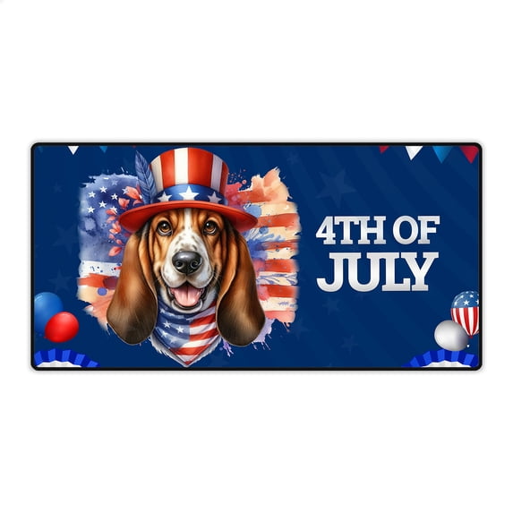 Patriotic Basset Hound Celebrates 4th of July Desk Mat Full Keyboard Mouse Pad Bassets Dog Breed Lovers Gifts Idea Large Mousepad - 02009