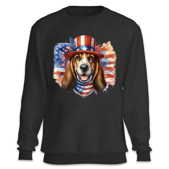Patriotic Basset Hound Celebrates 4th of July Sweatshirt Unisex Merch Bassets Dog Breed Lovers Gifts Idea - 02009