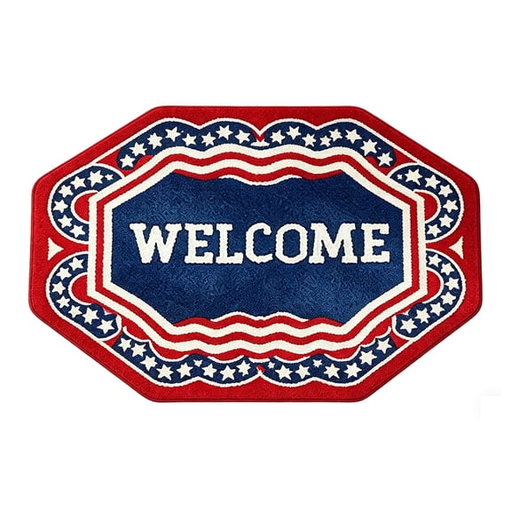 Patriotic Bath Mat Bathroom Rug Model B Red White Blue 27.6 x 15.7 in Washable Floor Accent 4th of July Decorations