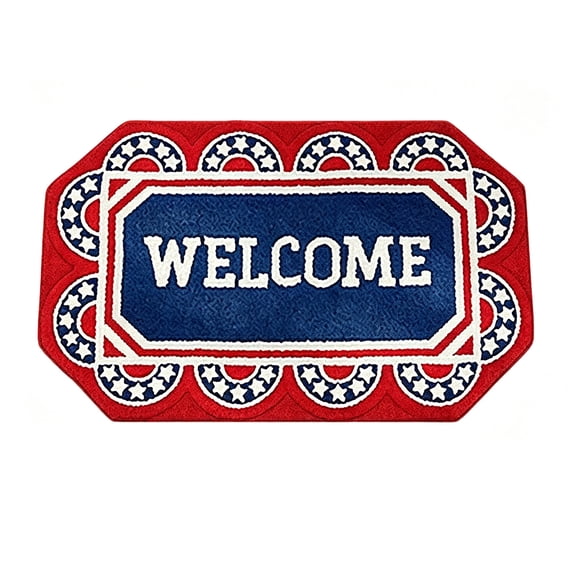 Patriotic Bath Mat Bathroom Rug Model C Red White Blue 27.6 x 15.7 in Washable Floor Accent 4th of July Decorations