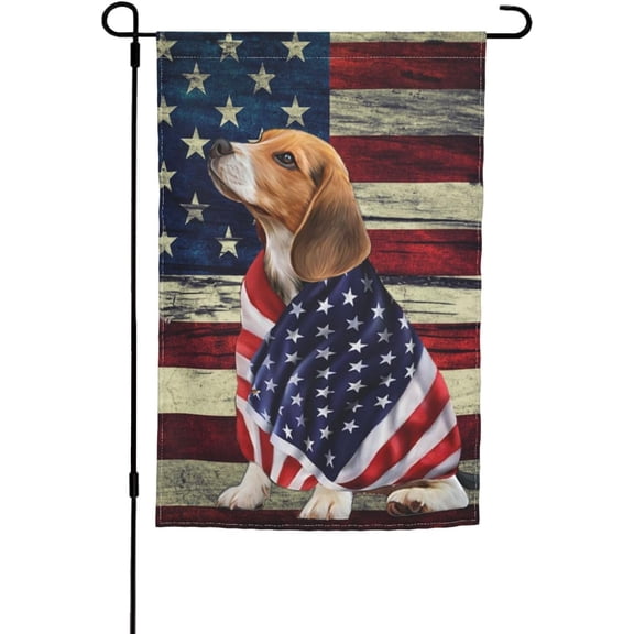 Patriotic Beagle Dog American Flag July Of 4th Garden Flag 12x18 Inch Double Sided Vertical Decoration Yard Small Flag For Outside Holiday Seasonal Outdoor