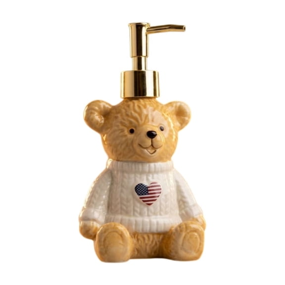 Patriotic Bear Shower Bottle Bathroom Decor Soap Dispenser Holiday Decoration Cute Display Container Festive Bathroom Accessory Fun Home Decor For Independence Day Party Home