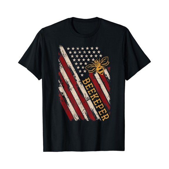 Patriotic Bee Whisperer 4th of July Gift USA Flag Beekeeper T-Shirt