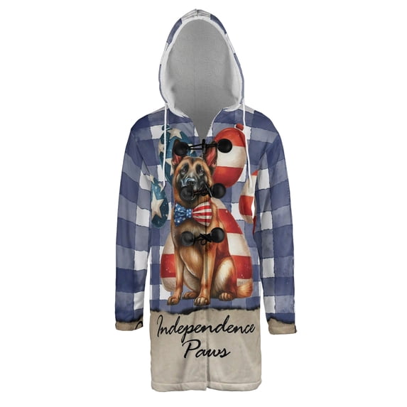 Patriotic Belgian Malinois 4th of July Independence Paws All Over Print 3D Hooded Duffle Toggle Coat Sheepdog Dog Lover Gifts - 02010