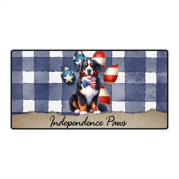 Patriotic Bernese Mountain Dog 4th of July Independence Paws Desk Mat Full Keyboard Mouse Pad Berner Lover Gifts Large Mousepad - 02010