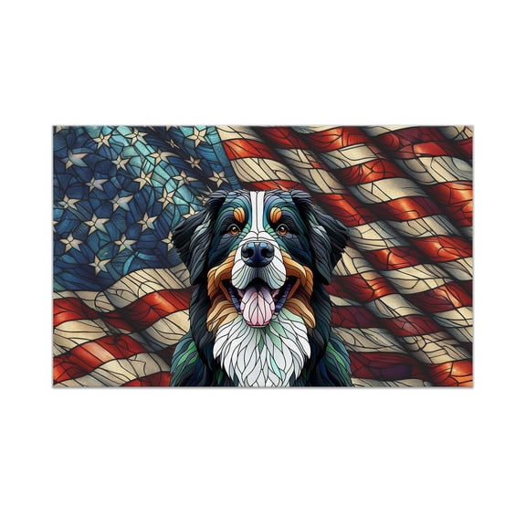 Patriotic Bernese Mountain Dog Stained Glass Portrait American Flag Doormat Berner Lover Gifts Indoor Outdoor Welcome Mat - 01010