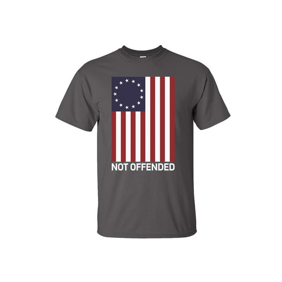 Patriotic Betsy Ross Flag Not Offended Adult Short Sleeve T-Shirt-Charcoal-Medium
