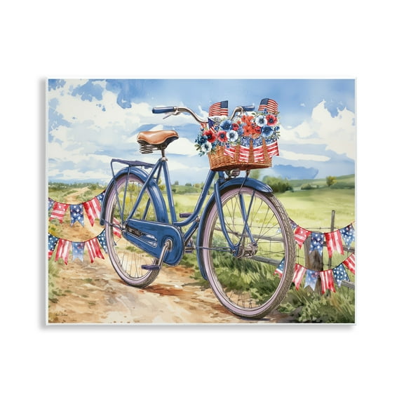 Stupell Industries Patriotic Bike & Banners Wall Plaque Art, design by Nicole DeCamp