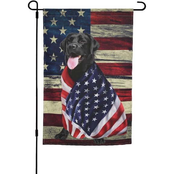 Patriotic Black Labrador Lab Dog Retriever American Flag July Of 4th Garden Flag 12x18 Inch Double Sided Vertical Decoration Yard Small Flag For Outside Holiday Seasonal Outdoor
