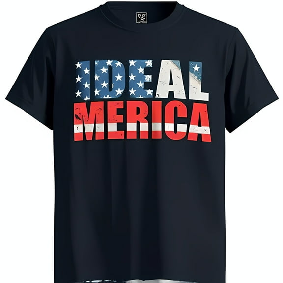 Patriotic Black T-Shirt with Design & ' MERICA' Text