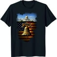 thumbnail image 1 of Patriotic Black T-Shirt with Torn Bell & Capitol Design, 1 of 5