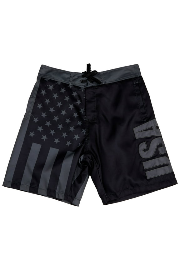 Blackout American Flag Swim Trunks-2XLarge
