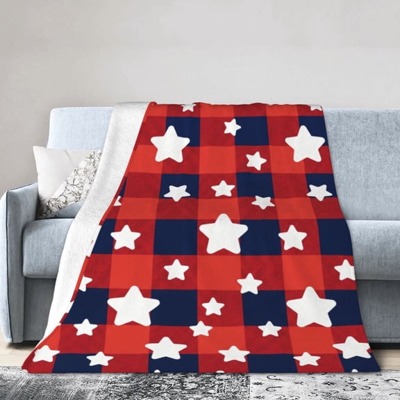 Patriotic Blanket, Americana Flag Pattern Throw Blanket for USA Lovers, Rustic Home Decor for Living Room Sofa Couch Bed, Holiday Gift 50x40