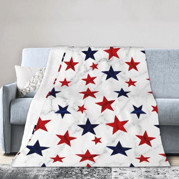 Patriotic Blanket, USA Star Pattern Throw Blanket, Soft Cozy Decorative Blanket for Living Room Sofa Couch Bed 50x40