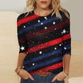 thumbnail image 1 of Patriotic Blouse Women 4th of July Womens Shirt Patriotic Womens Shirt Womens Fourth of July Shirt Women's Independence Day Printed 3/4 Sleeve Round Neck Pullover Fashionable Top, 1 of 5