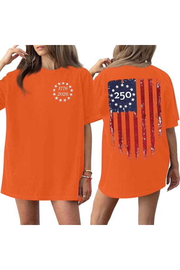 Patriotic Blouse Women 4th Of July Usa Flag Short Sleeve Crew Neck Tops 1776-2026 American Flag Casual Tunics M