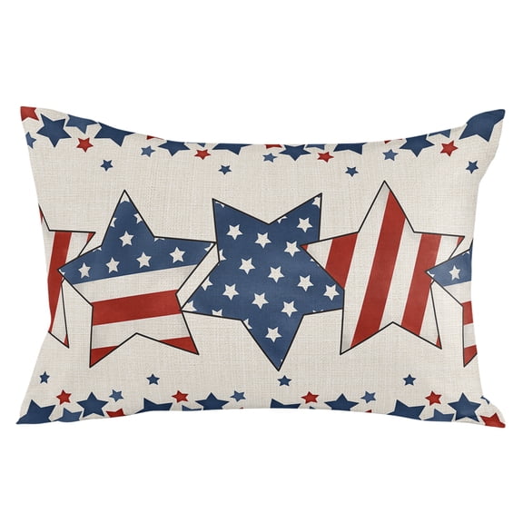Patriotic Blue Red Star Independence Day King Size Pillow Cover, Pillowcase Protectors with Zipper, Breathable Decorative Throw Pillow Case Cover, Pillow Shams for Couch Sofa 20x36Inch